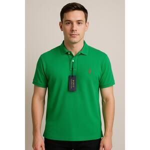(1003)Polo Ralph Lauren Men’s Classic Fit Polo Shirt Green Red Pony Logo XL NWT
